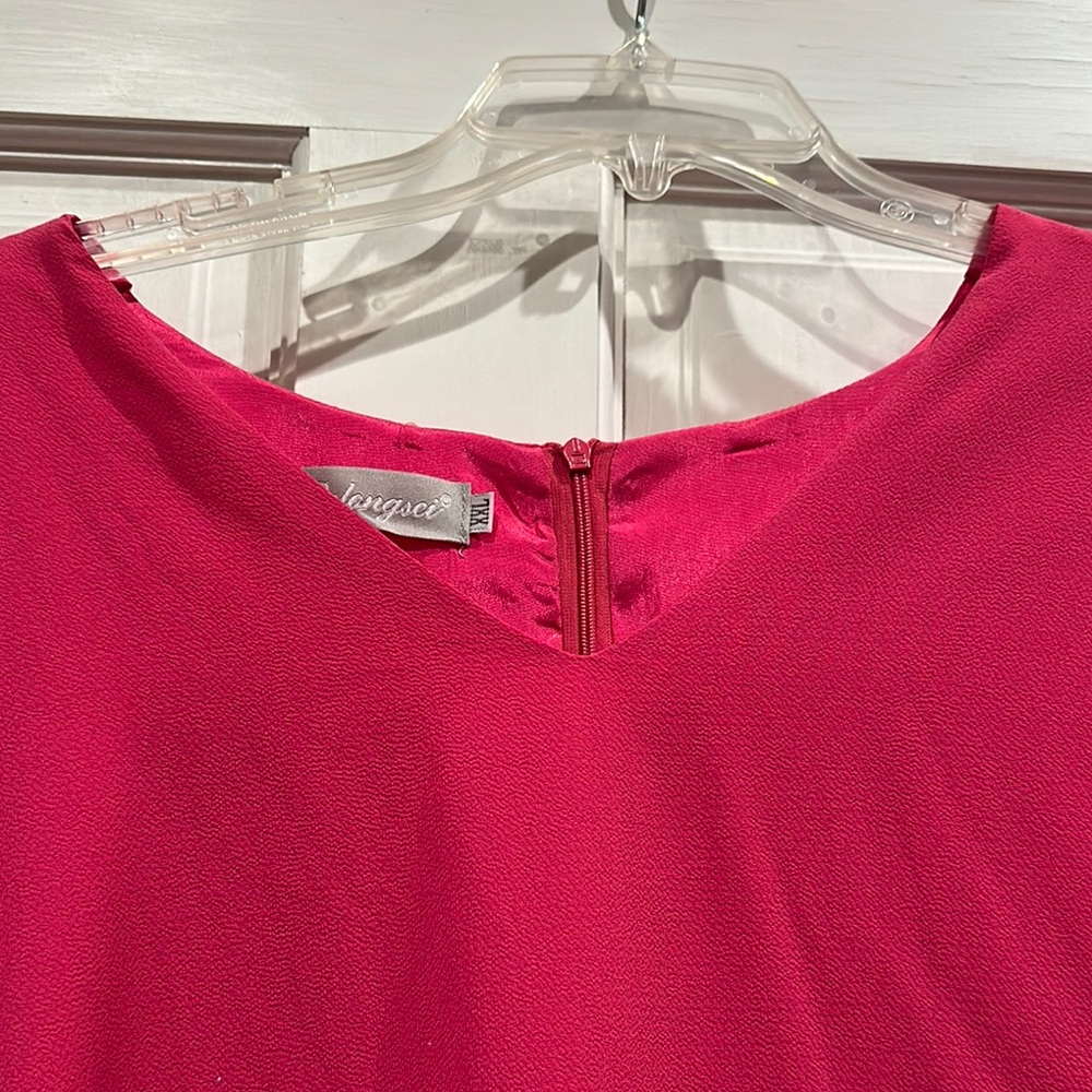 Pink Ruffle Sleeve Crepe Style Dress - Picture 3 of 8